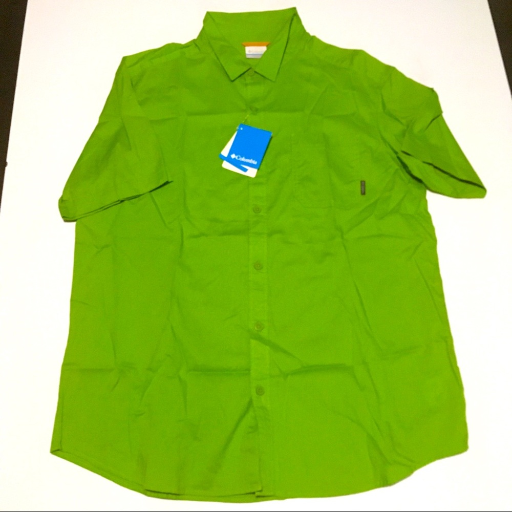 NWT Columbia Sportswear S/S Casual Button Down Front Shirt Men’s Sz XL Green NEW